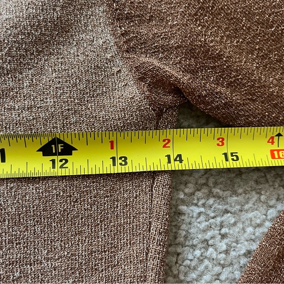 Cache S SILK Metallic Gold Mesh Collared Sweater Knit Top Holiday Elegant VtgY2K - Picture 12 of 15